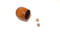Wooden dice cup with two wooden dice