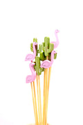 Pink flamingo and green cactus picks